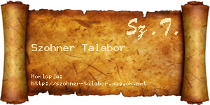 Szohner Talabor névjegykártya